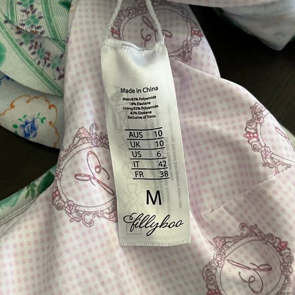 Fillyboo Tea Cup Ruffle Tie Front Bikini Top Medium NWOT - Picture 6 of 6